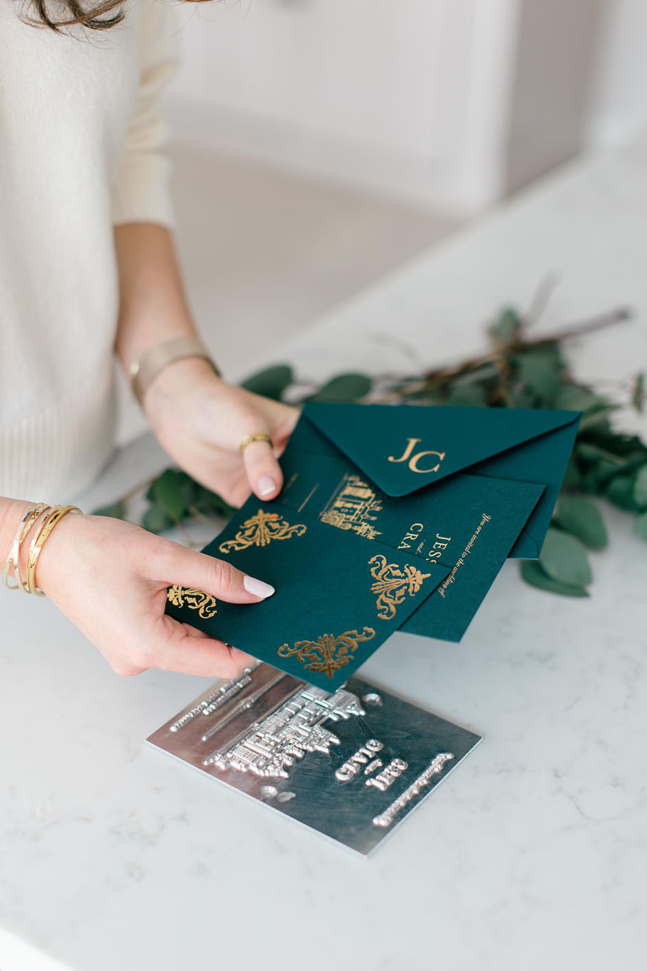 Gold Foil Pressed Wedding Invitation